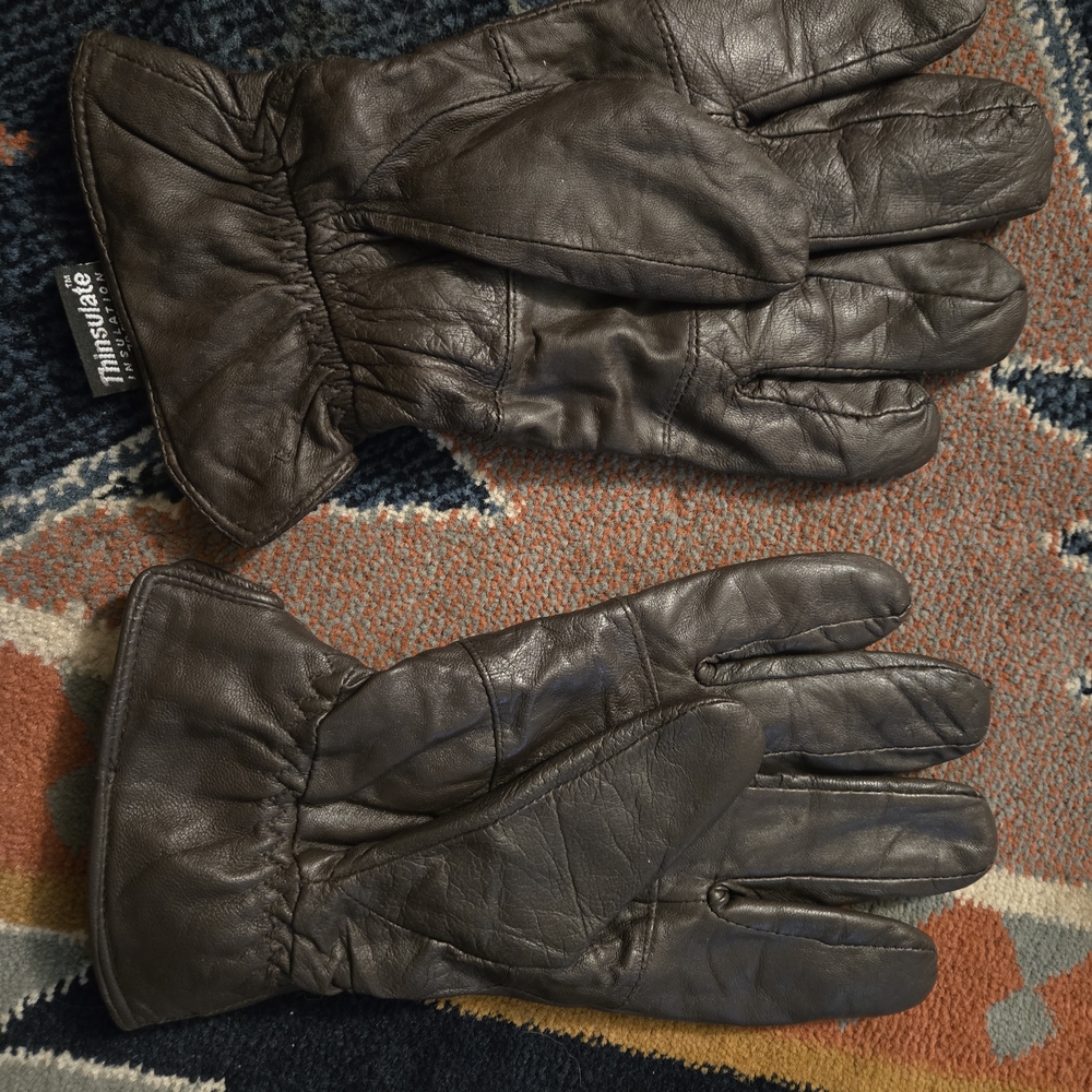 3M Thinsulate Black Leather Gloves for Men